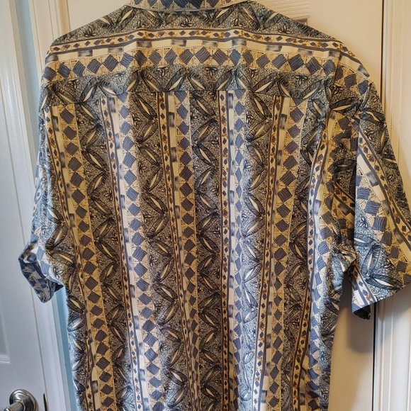 Pierre Cardin Hawaiian Print Button Down Men Shirt Short Sleeve XL XLarge - Picture 2 of 6